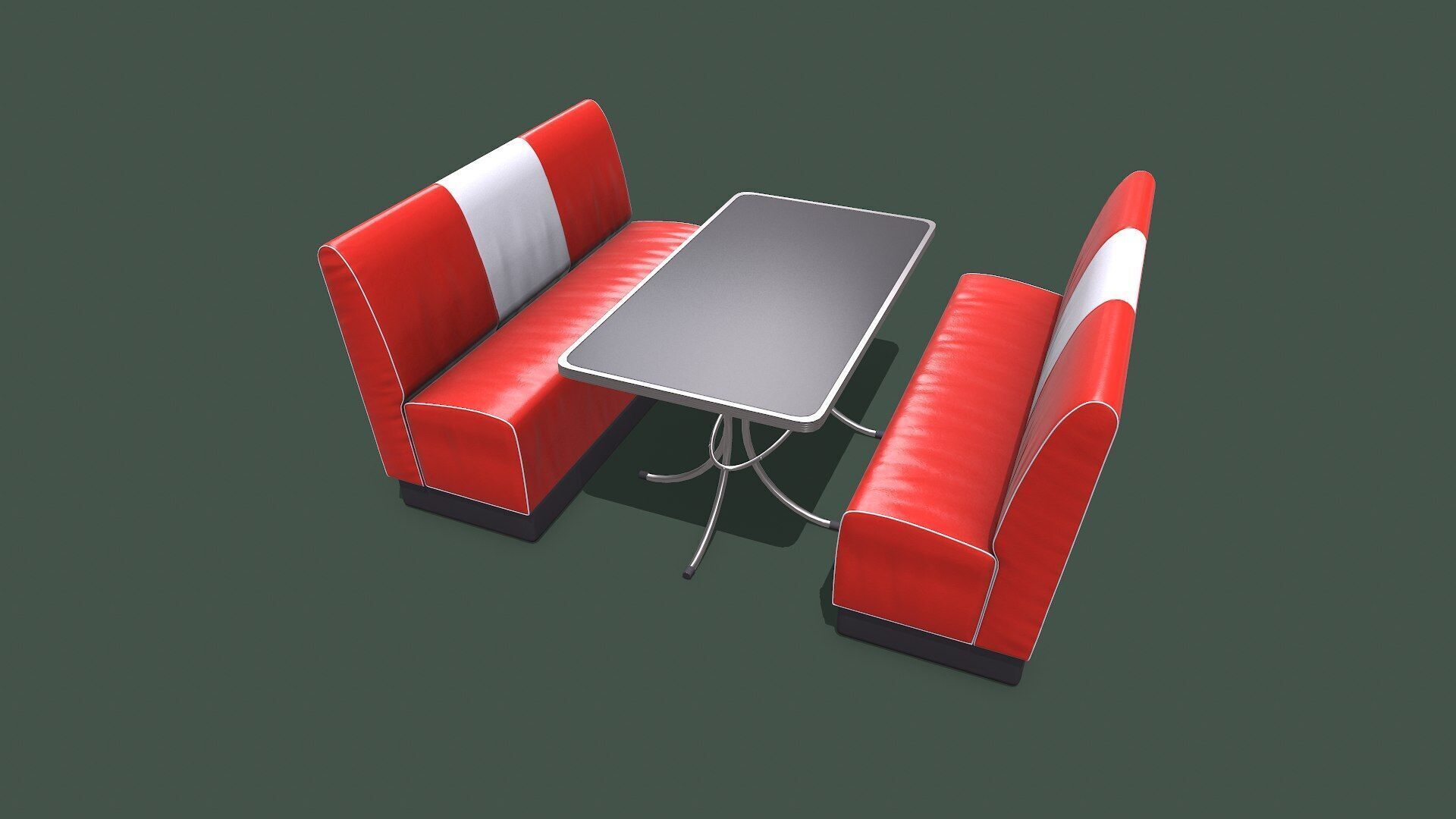 Retro Diner Booth Low-poly PBR Low-poly 3D model_11