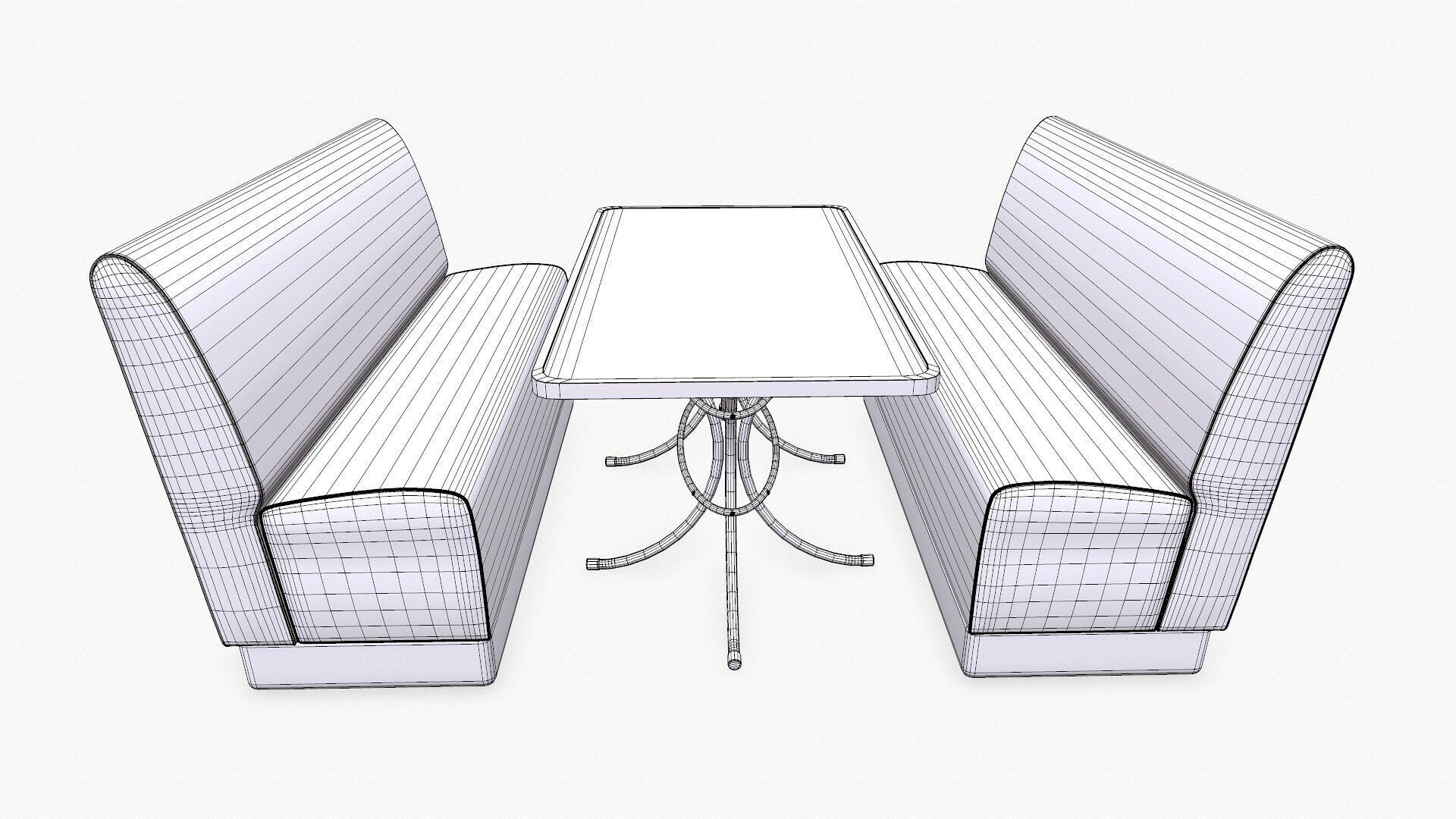 Retro Diner Booth Low-poly PBR Low-poly 3D model_21