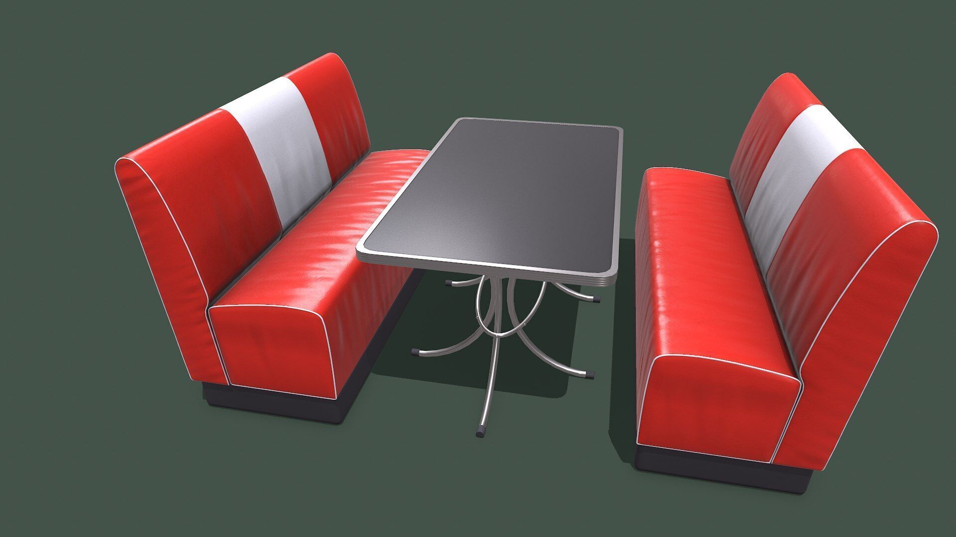 Retro Diner Booth Low-poly PBR Low-poly 3D model_6