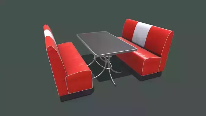 Retro Diner Booth Low-poly PBR
