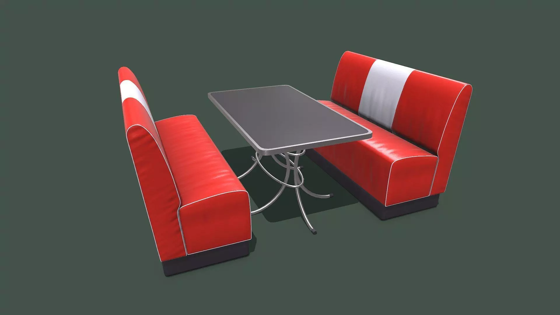 Retro Diner Booth Low-poly PBR Low-poly 3D model_0