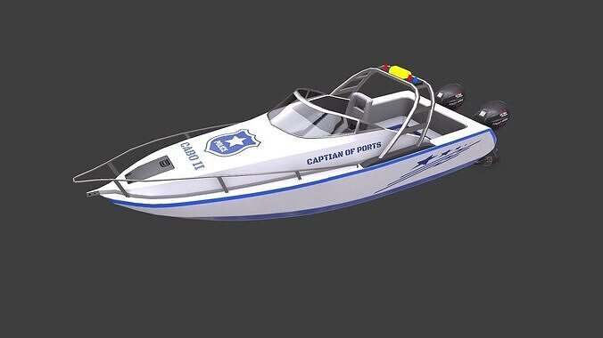 Police Speedboat Low-poly PBR Low-poly 3D model