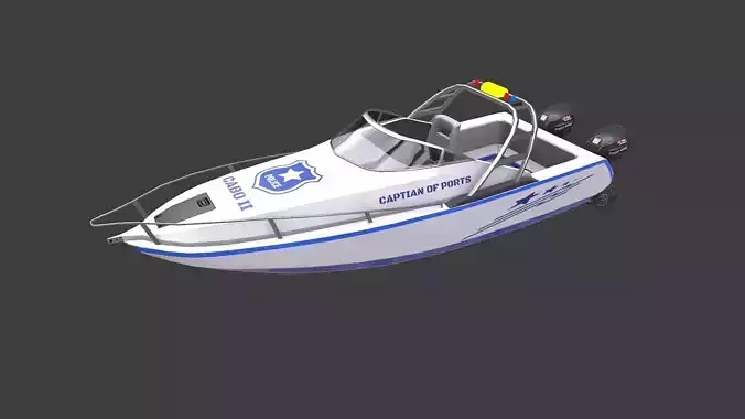 Police Speedboat Low-poly PBR Low-poly 3D model