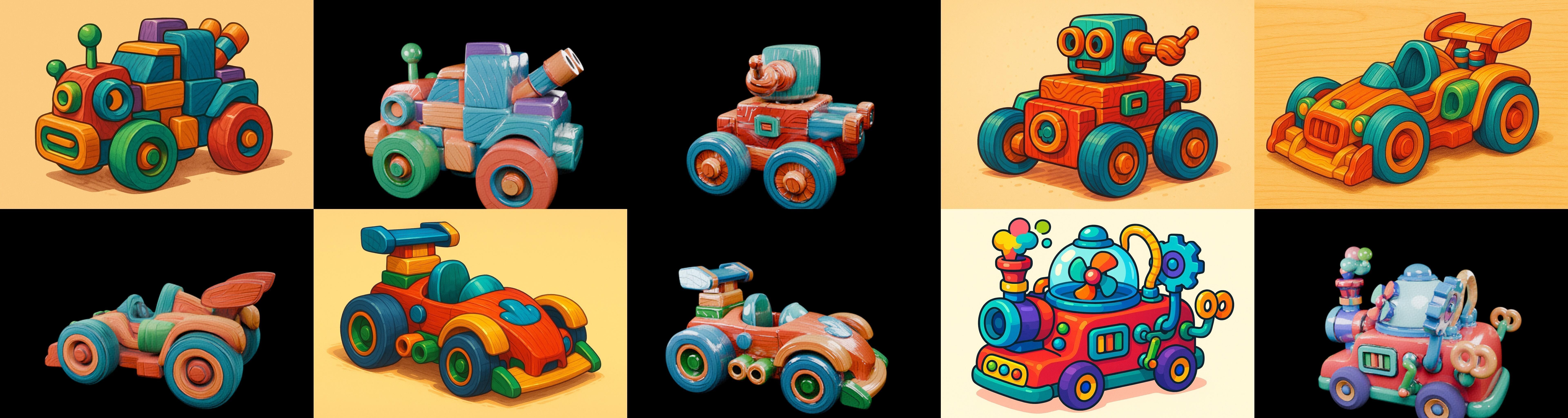 Wood Toy bundle 25 pack 100 glb Low-poly 3D model_16