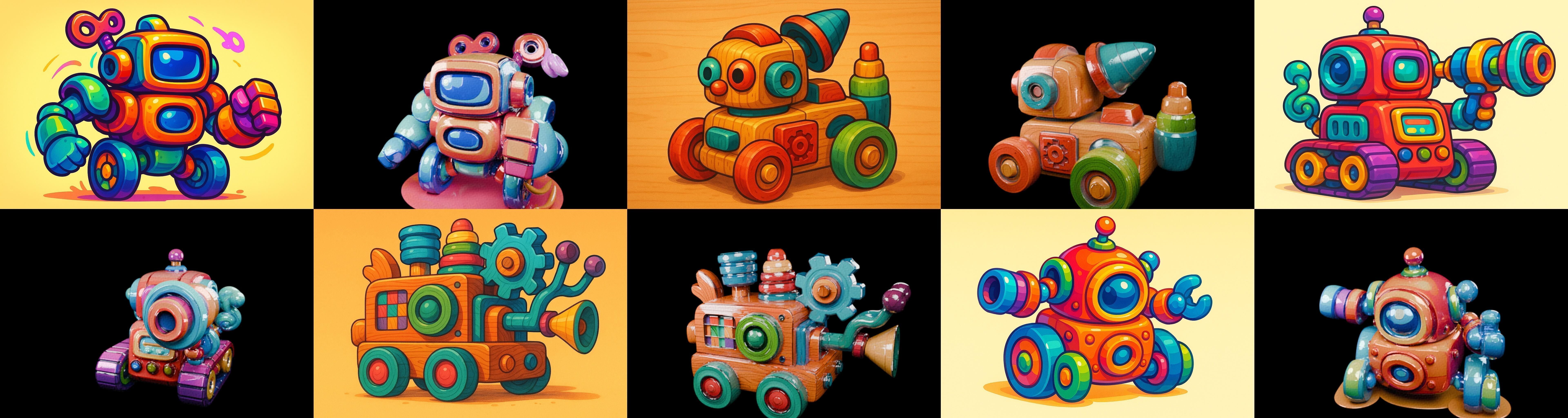 Wood Toy bundle 25 pack 100 glb Low-poly 3D model_12