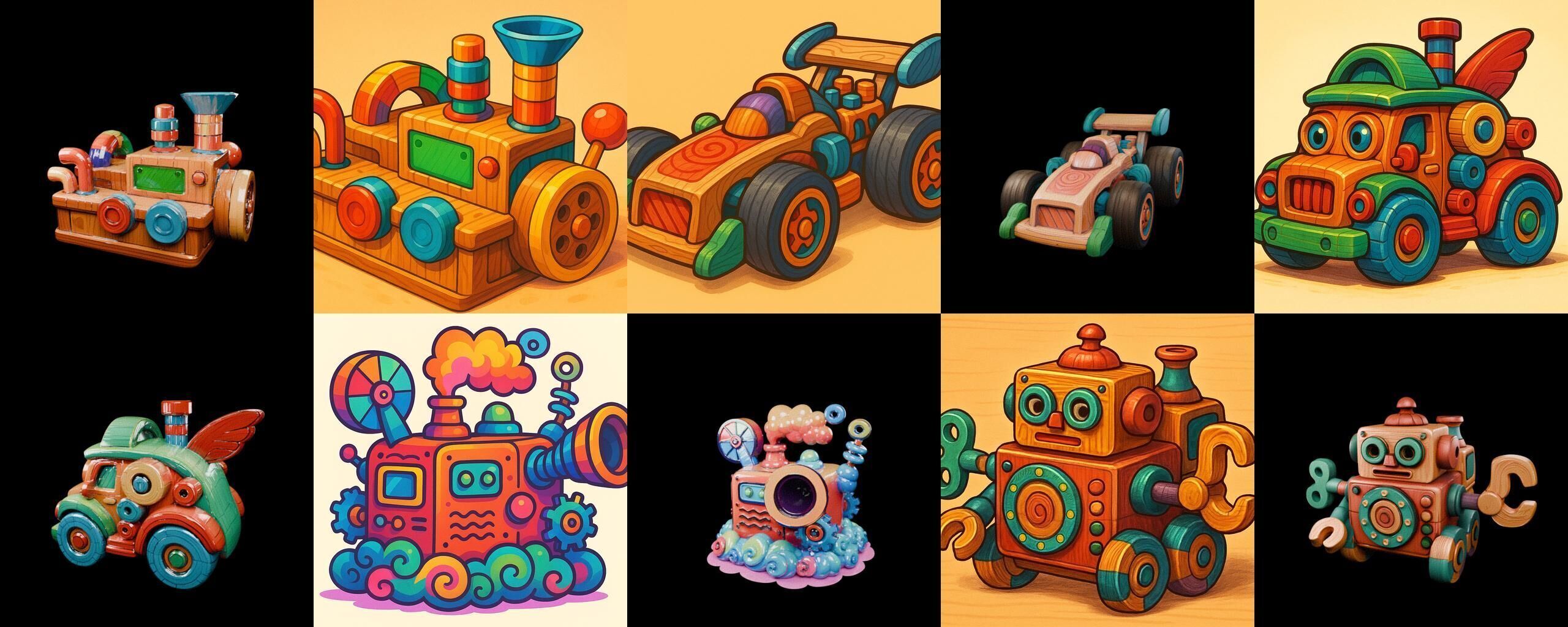 Wood Toy bundle 25 pack 100 glb Low-poly 3D model_6