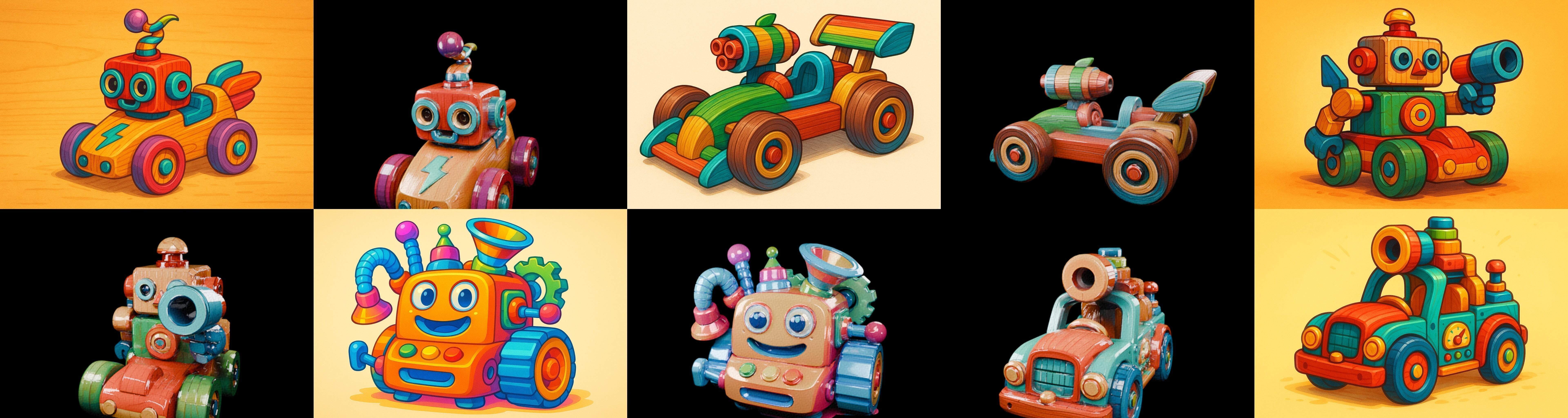 Wood Toy bundle 25 pack 100 glb Low-poly 3D model_15