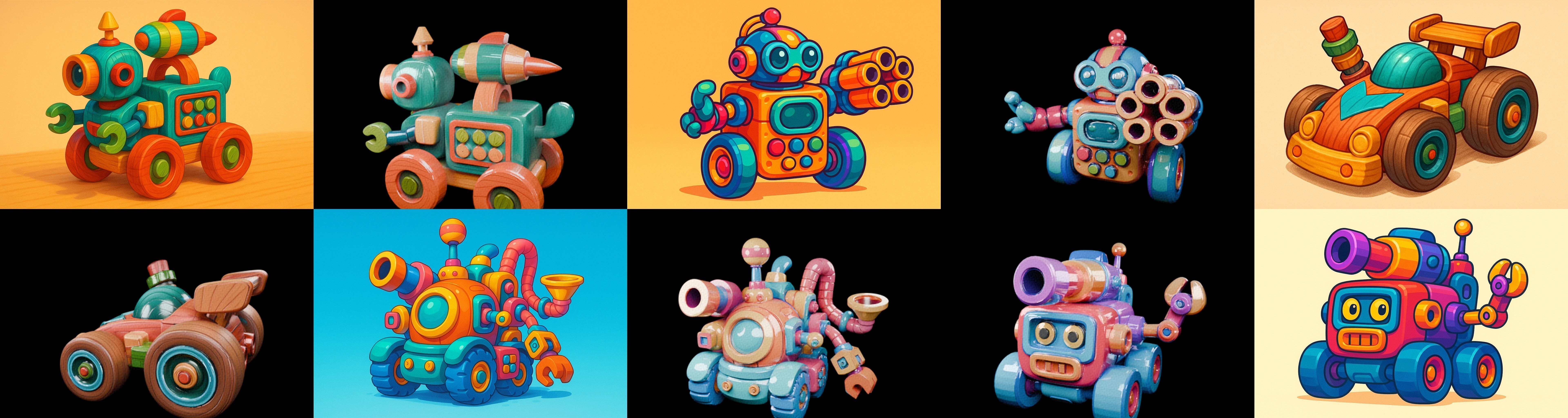 Wood Toy bundle 25 pack 100 glb Low-poly 3D model_9