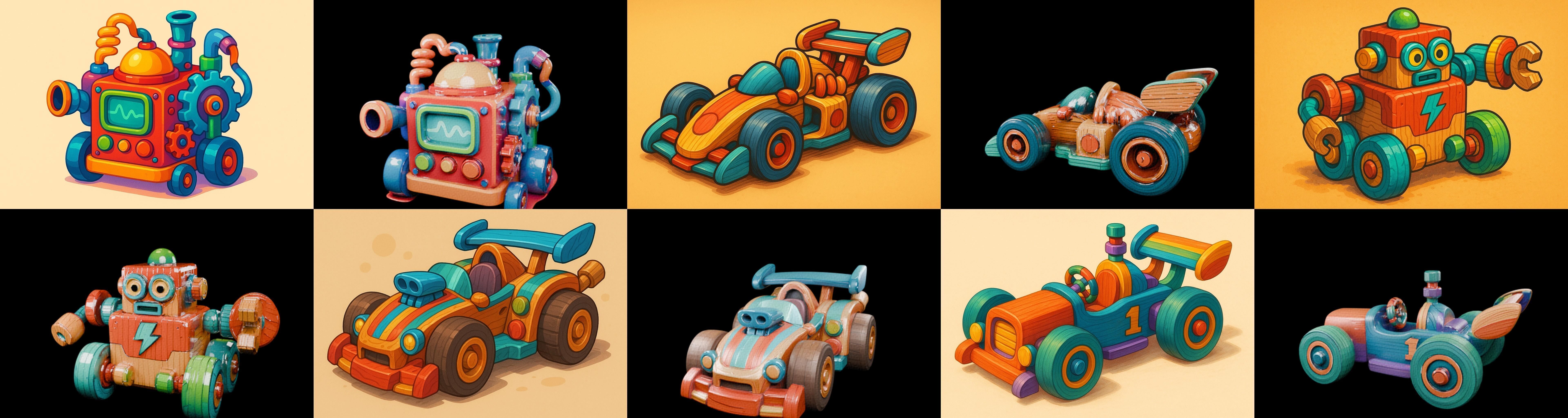 Wood Toy bundle 25 pack 100 glb Low-poly 3D model_19