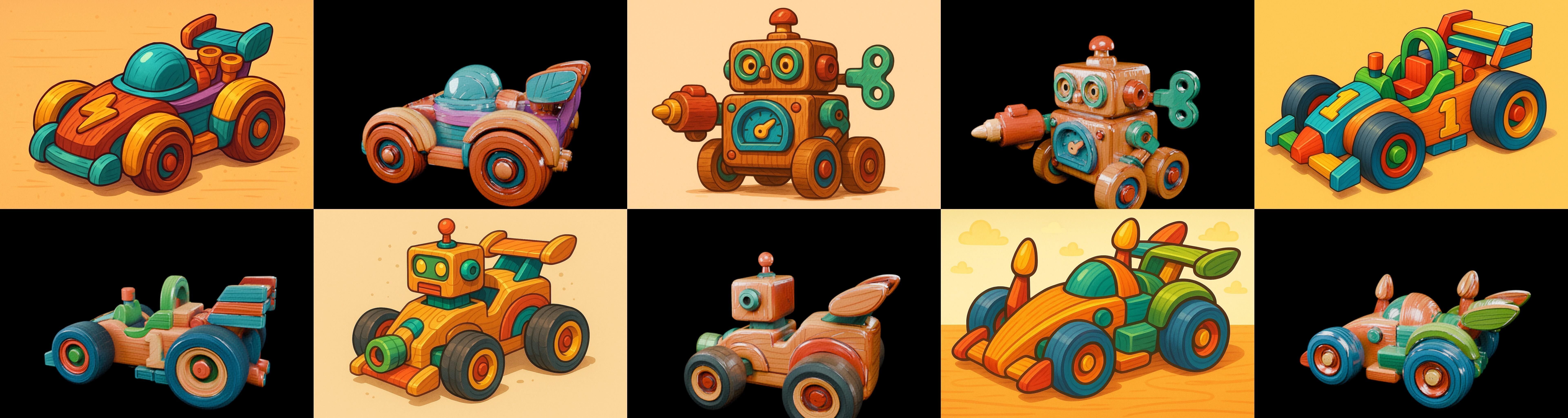 Wood Toy bundle 25 pack 100 glb Low-poly 3D model_13