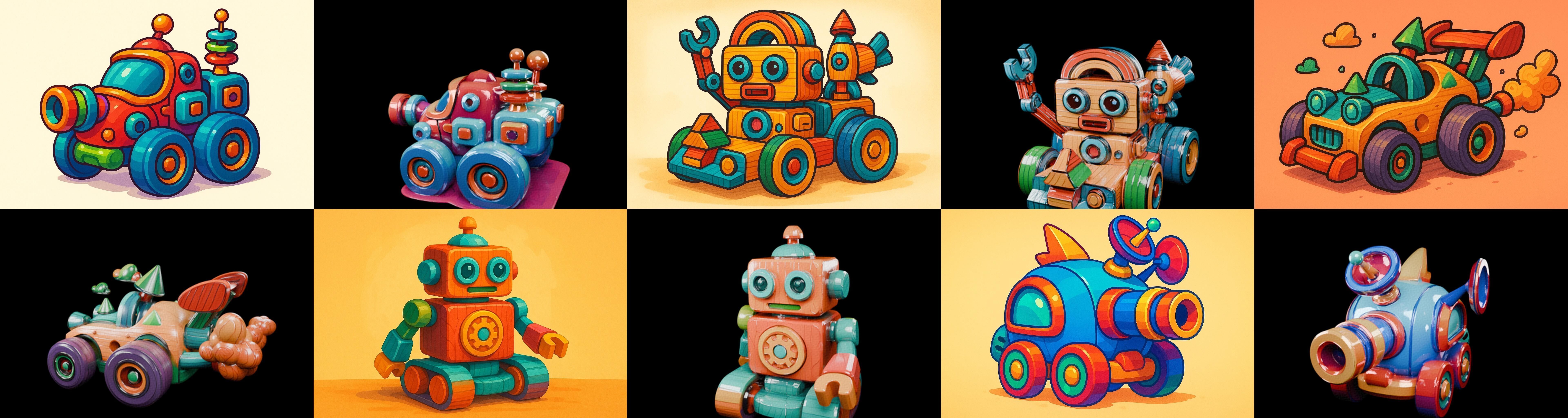 Wood Toy bundle 23 pack 100 glb Low-poly 3D model_2