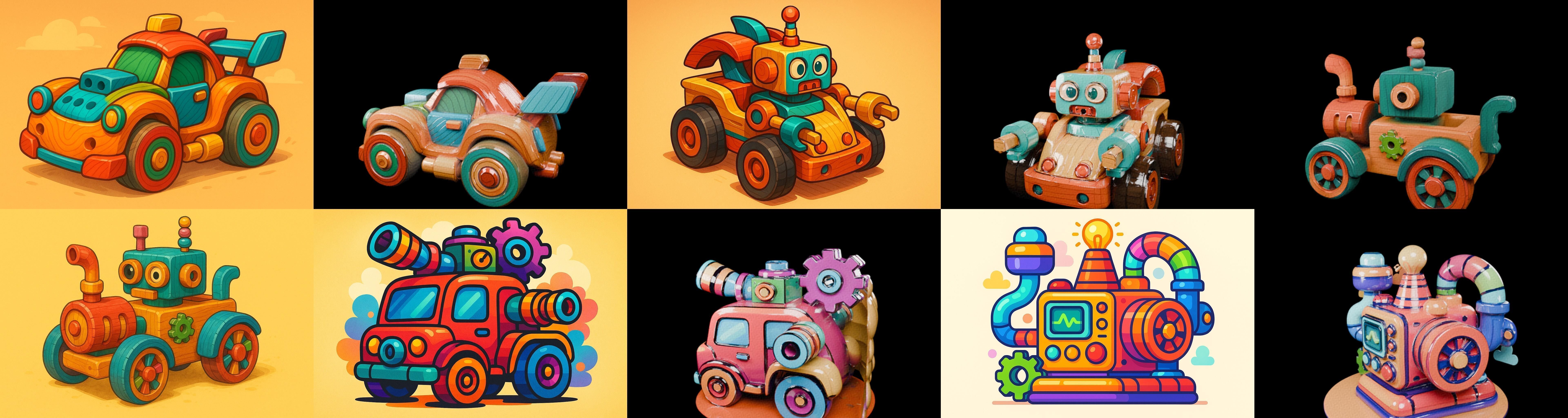 Wood Toy bundle 23 pack 100 glb Low-poly 3D model_17