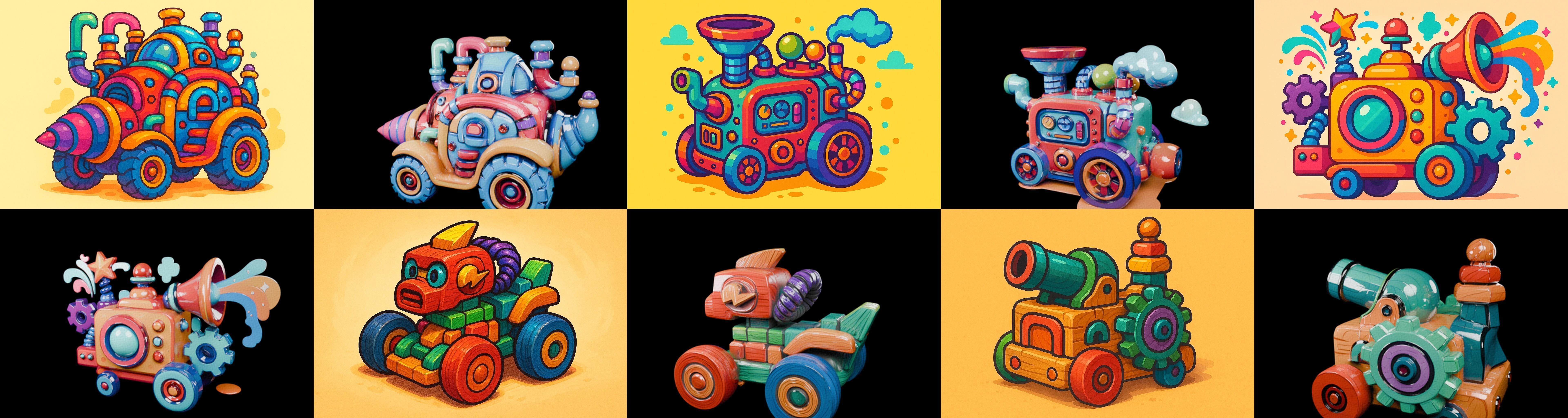 Wood Toy bundle 23 pack 100 glb Low-poly 3D model_4