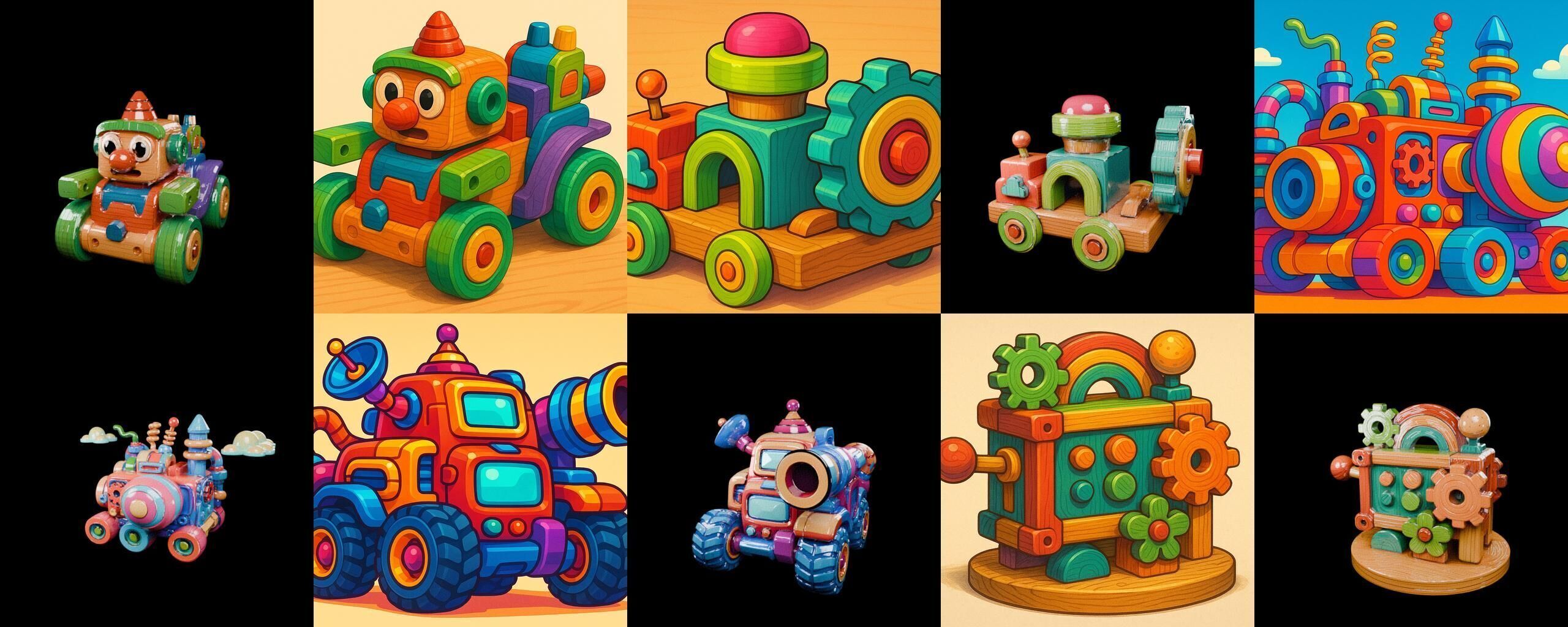 Wood Toy bundle 23 pack 100 glb Low-poly 3D model_19