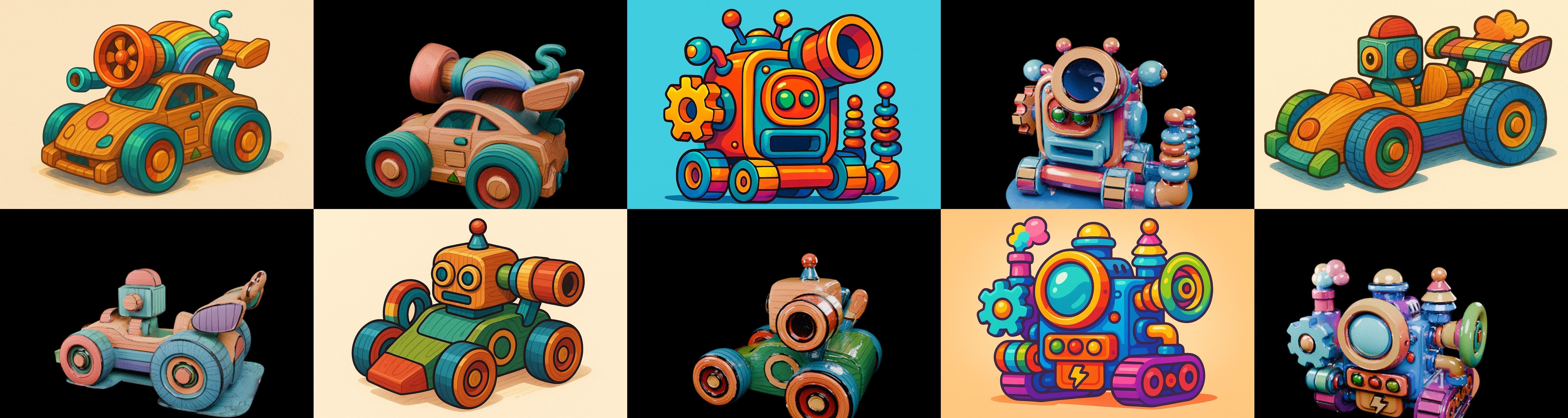 Wood Toy bundle 23 pack 100 glb Low-poly 3D model_12