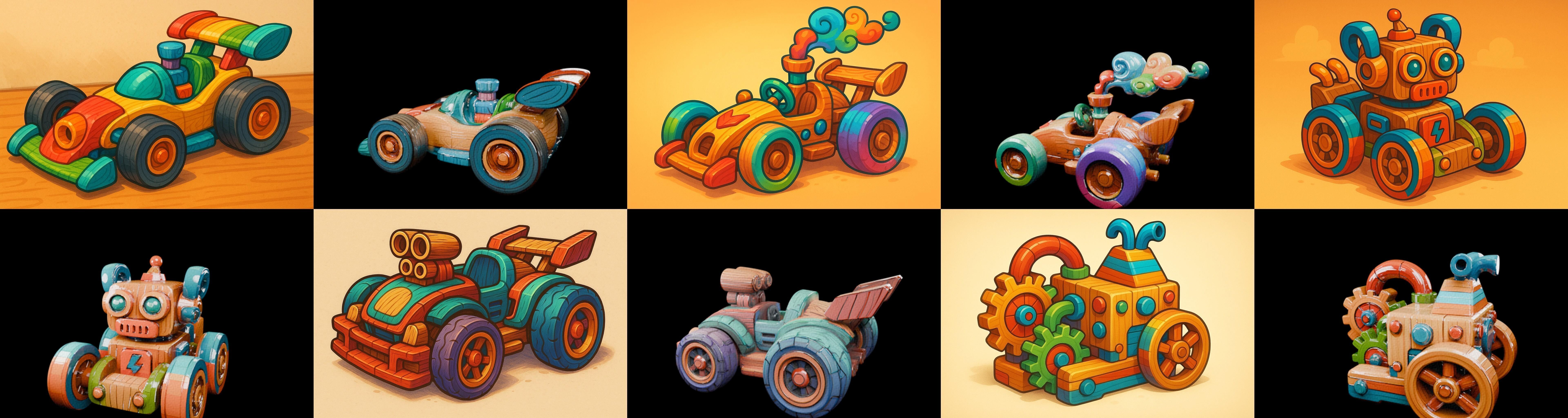 Wood Toy bundle 23 pack 100 glb Low-poly 3D model_1