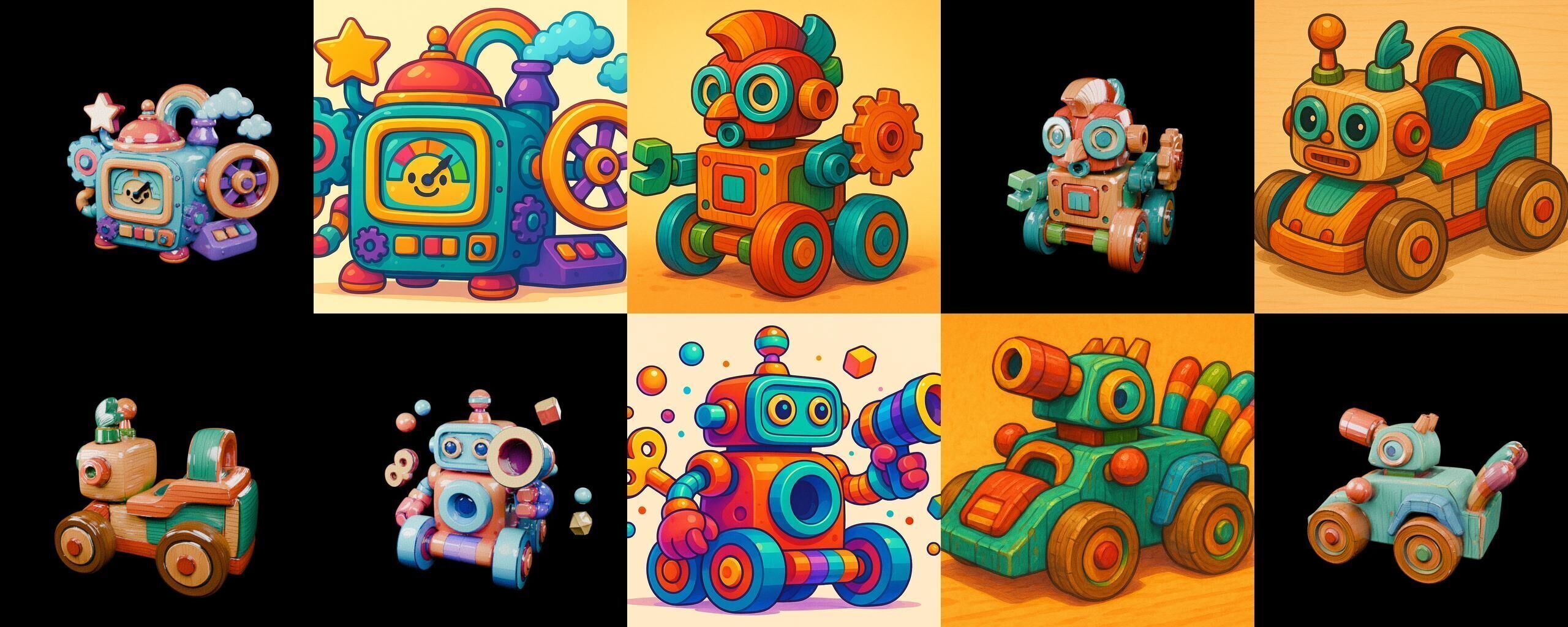 Wood Toy bundle 23 pack 100 glb Low-poly 3D model_13