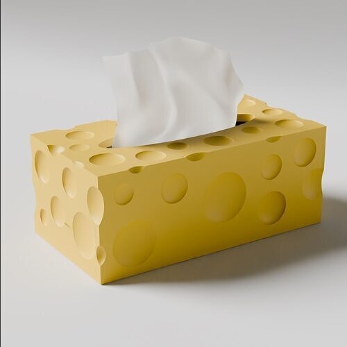 Cheese Tissue Box 3D Print STL Decorative Tissue Holder for Desk 3D print model