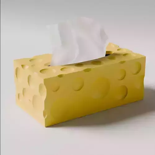 Cheese Tissue Box 3D Print STL Decorative Tissue Holder for Desk 3D print model