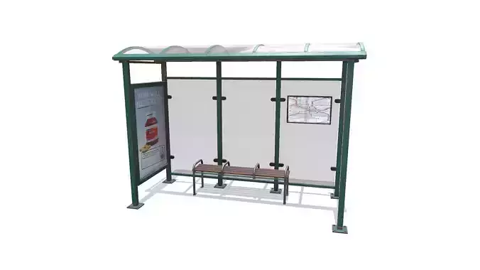 Old Bus Stop Low-poly PBR Low-poly 3D model
