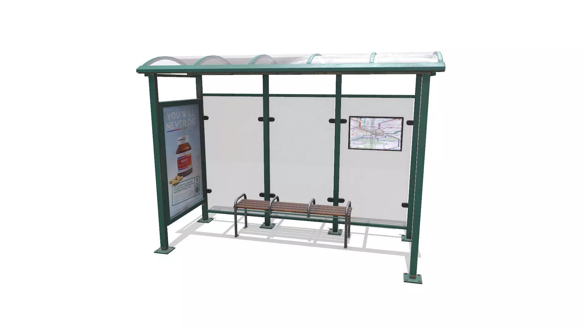 Old Bus Stop Low-poly PBR Low-poly 3D model