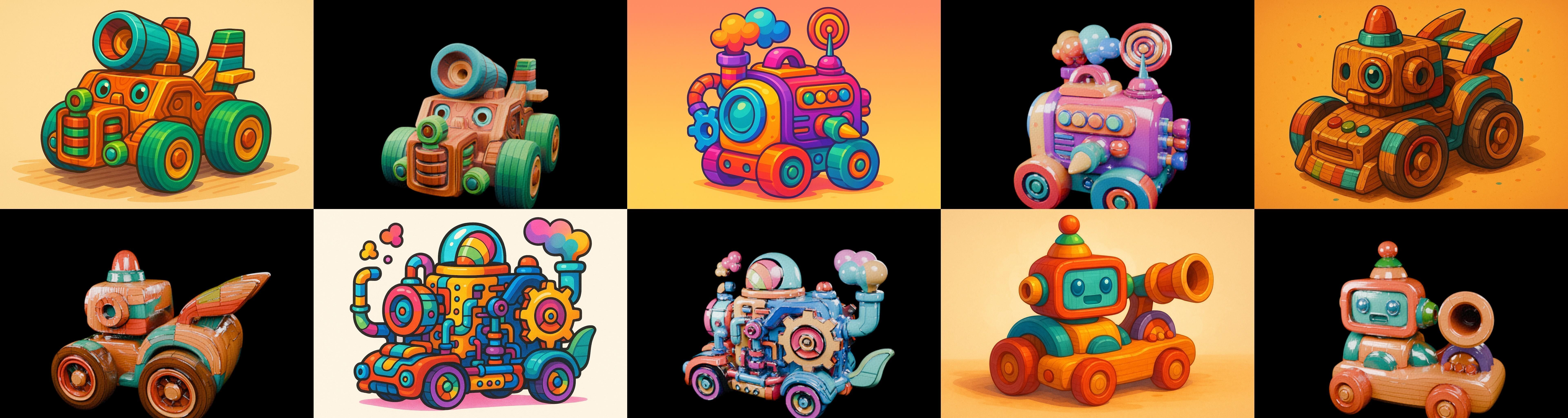 Wood Toy bundle 19 pack 100 glb Low-poly 3D model_13