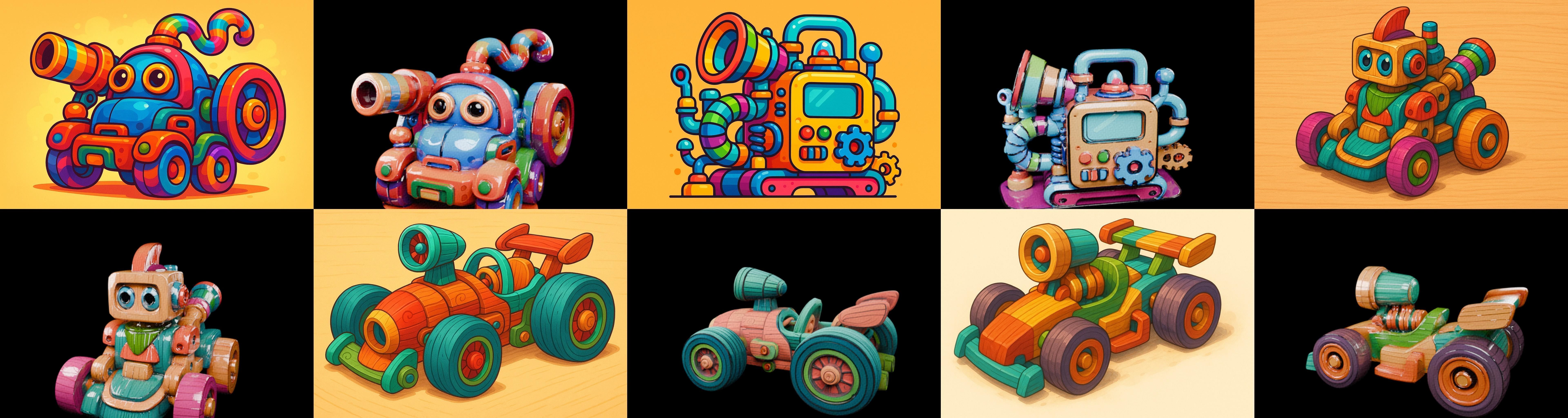 Wood Toy bundle 19 pack 100 glb Low-poly 3D model_4