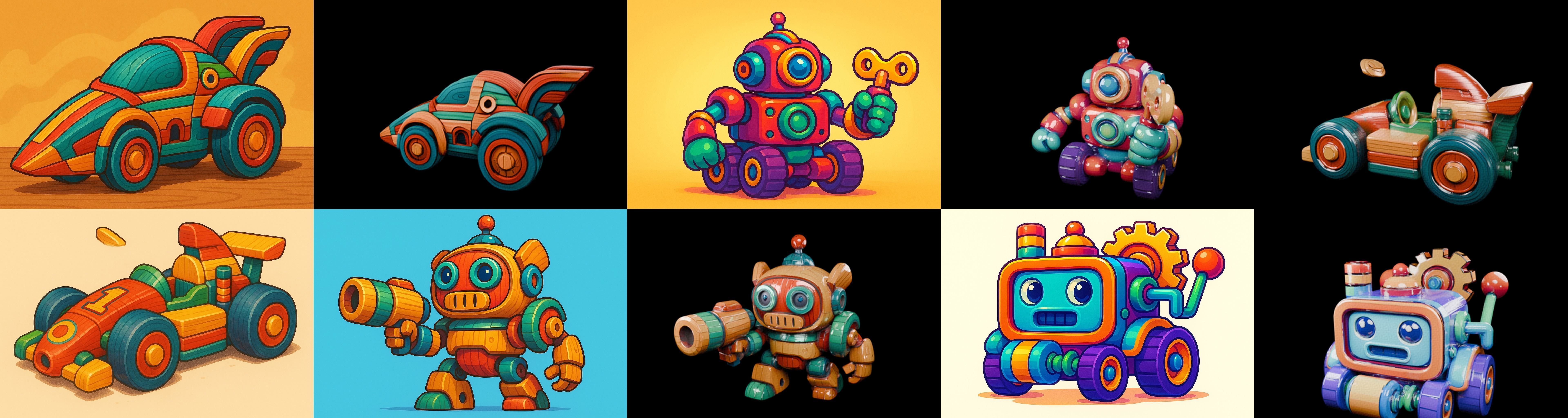 Wood Toy bundle 19 pack 100 glb Low-poly 3D model_1