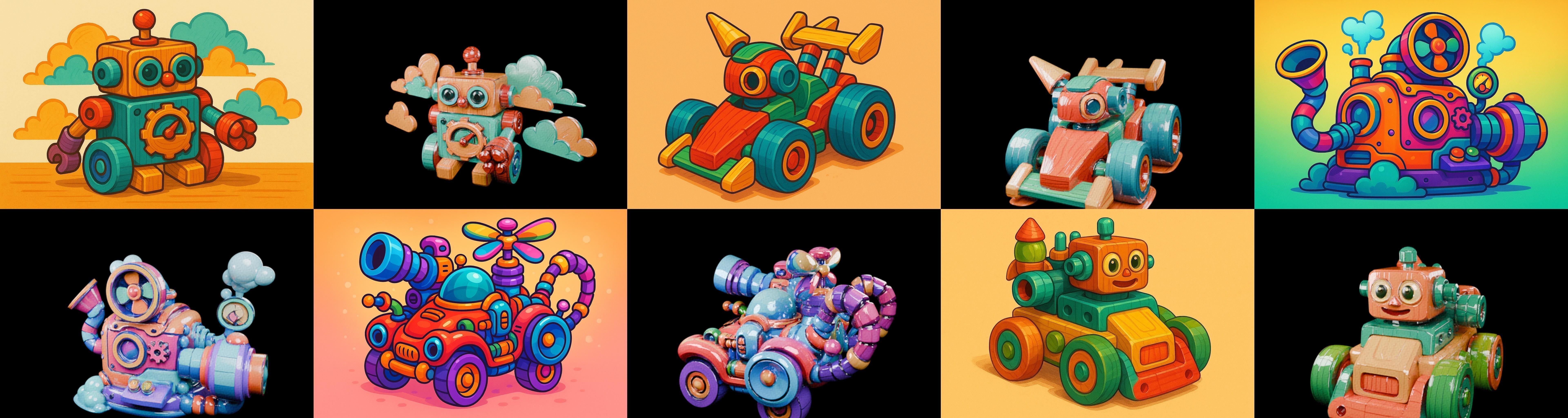 Wood Toy bundle 19 pack 100 glb Low-poly 3D model_17