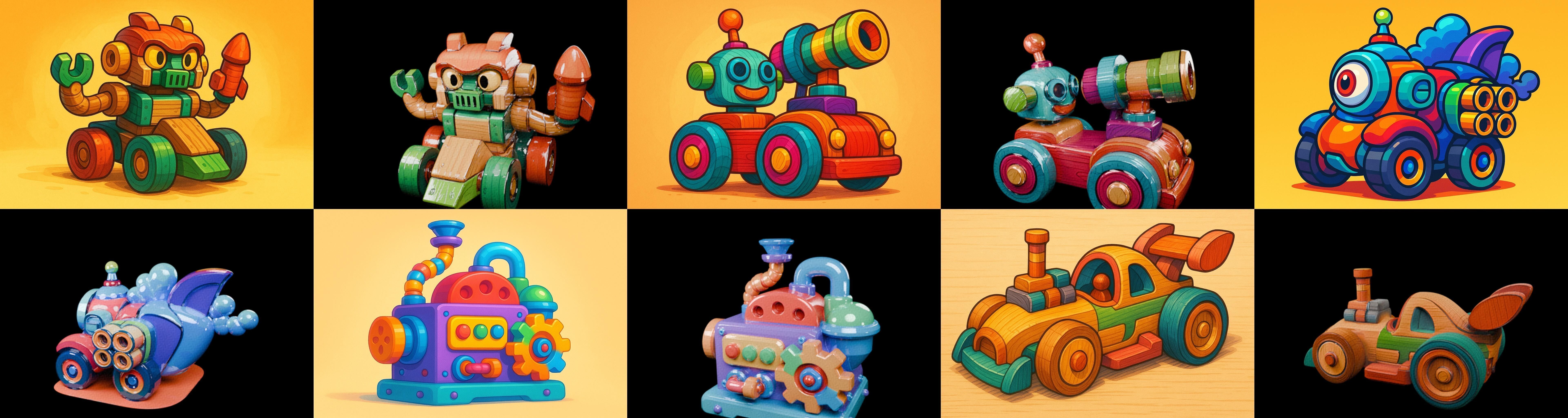 Wood Toy bundle 19 pack 100 glb Low-poly 3D model_12