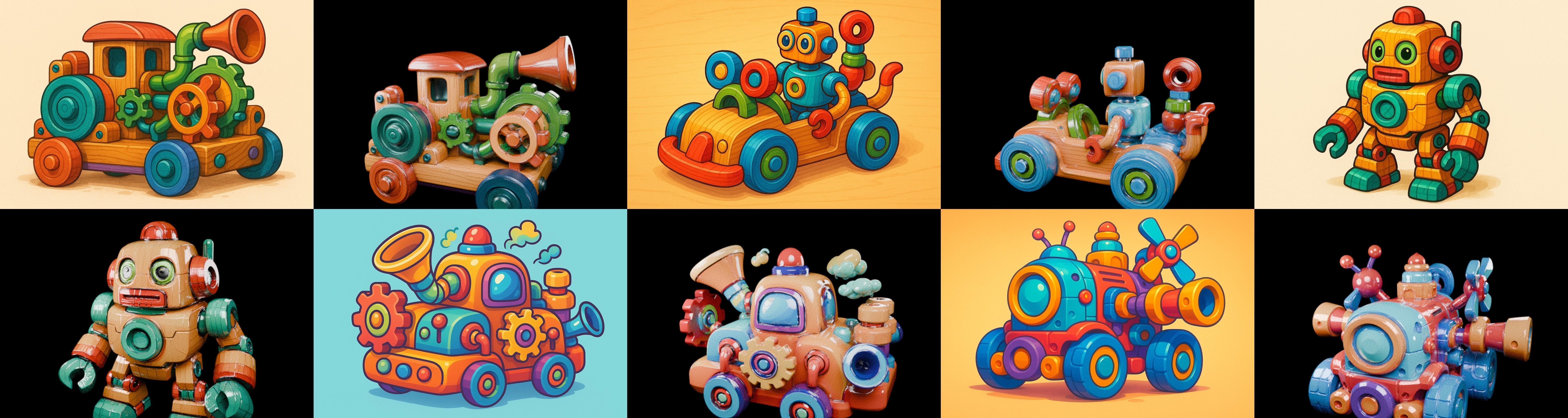 Wood Toy bundle 19 pack 100 glb Low-poly 3D model_18