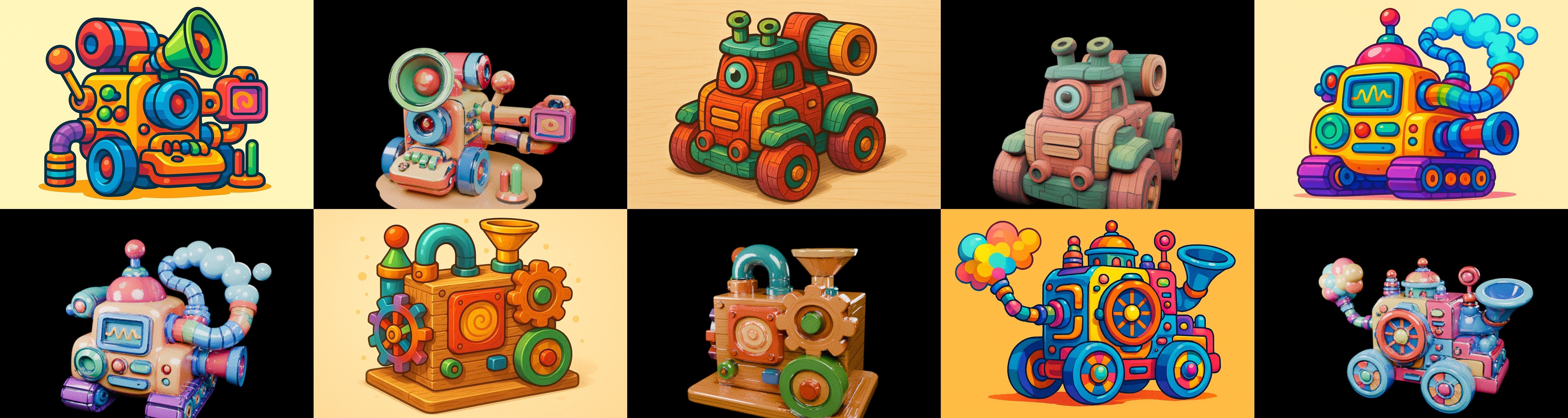 Wood Toy bundle 19 pack 100 glb Low-poly 3D model_14