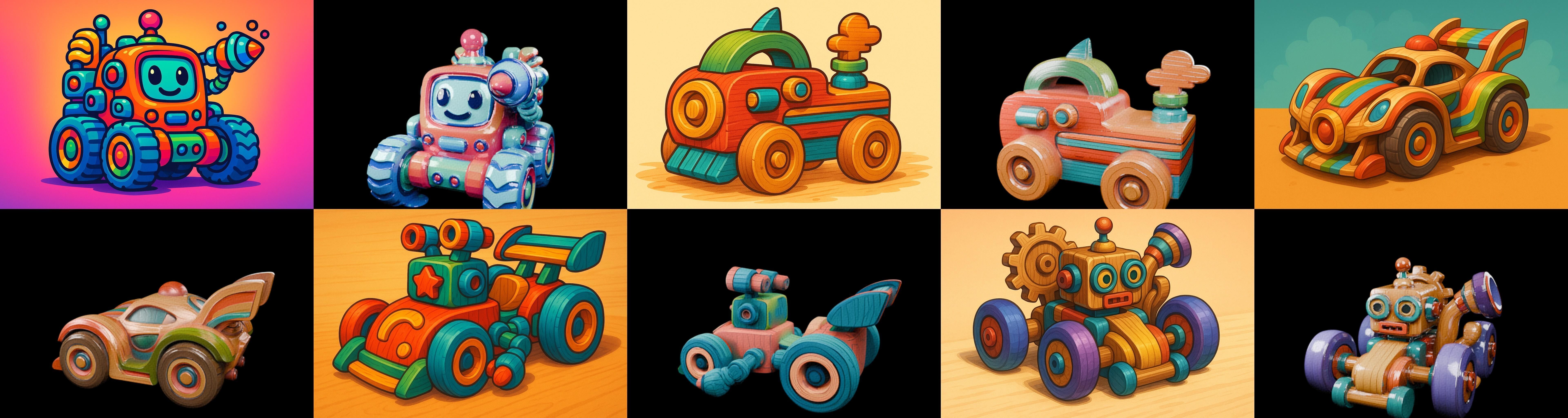 Wood Toy bundle 19 pack 100 glb Low-poly 3D model_15