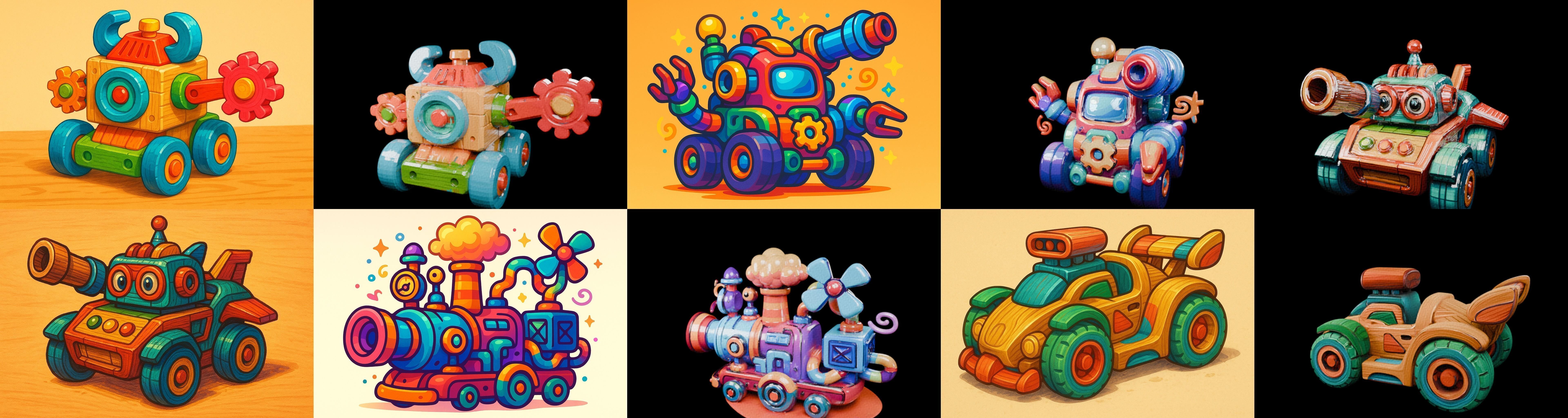 Wood Toy bundle 19 pack 100 glb Low-poly 3D model_10