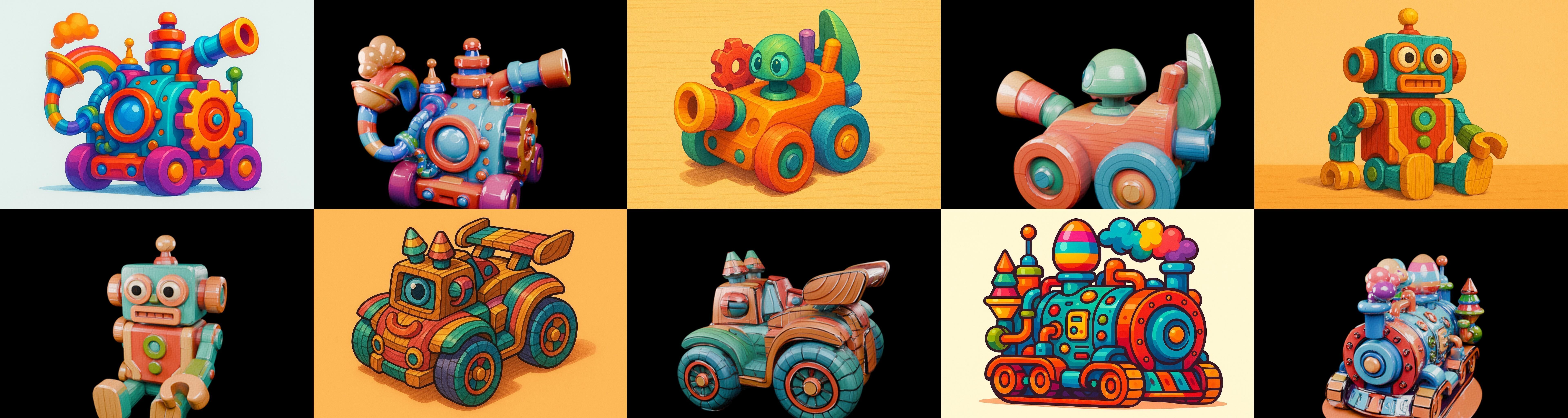 Wood Toy bundle 19 pack 100 glb Low-poly 3D model_5