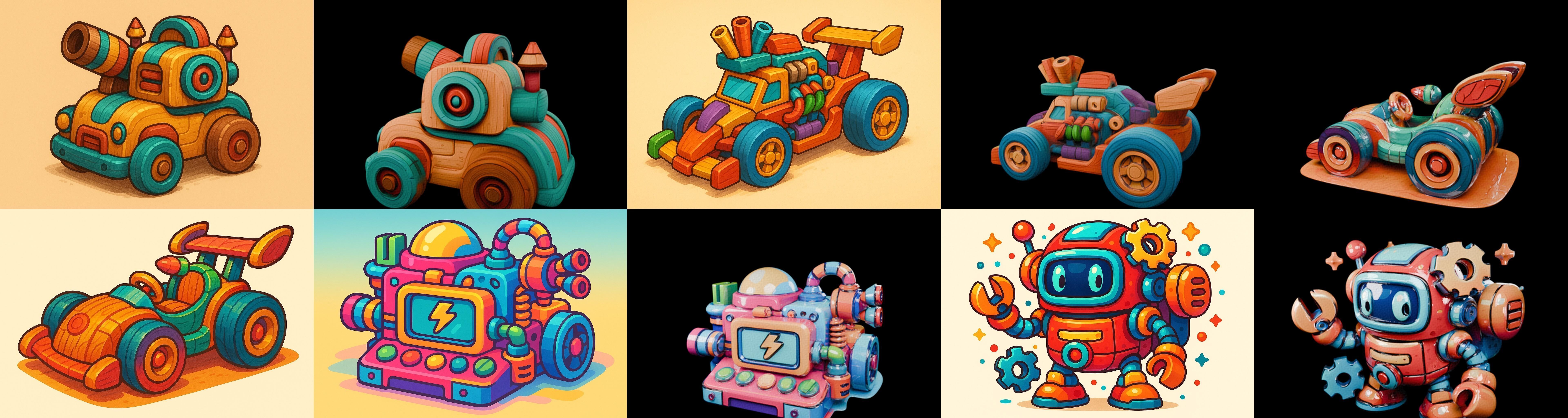 Wood Toy bundle 17 pack 100 glb Low-poly 3D model_7