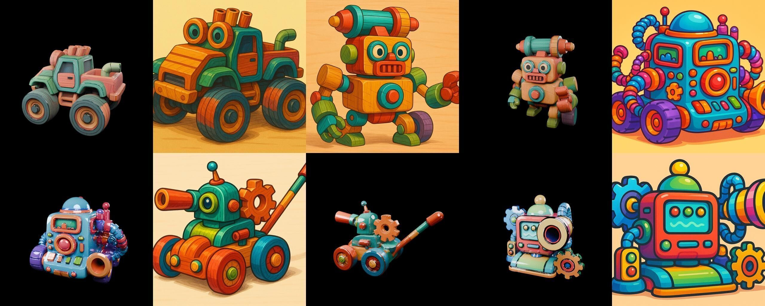 Wood Toy bundle 17 pack 100 glb Low-poly 3D model_16