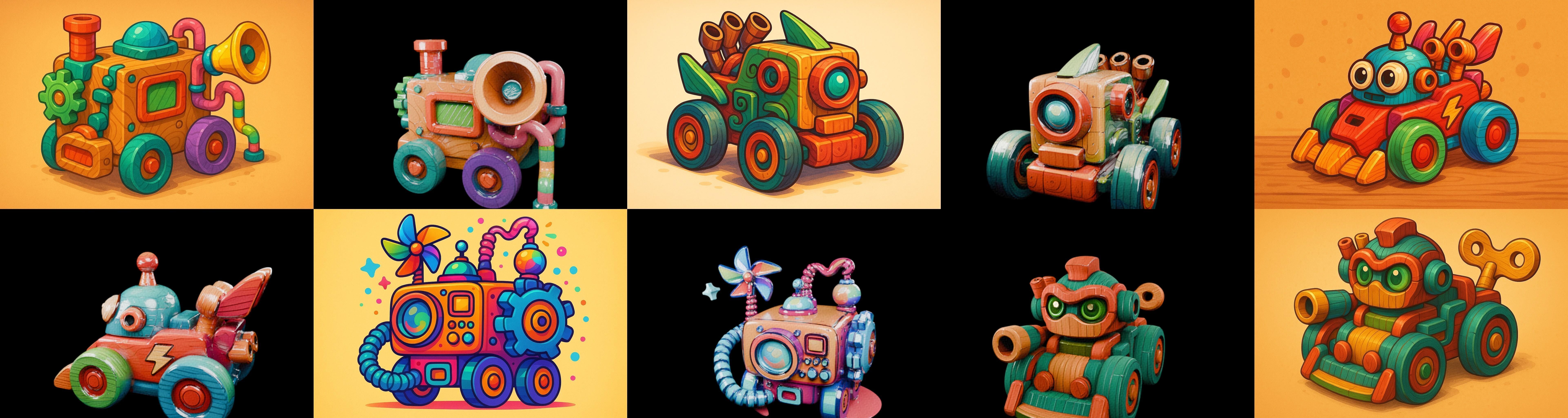 Wood Toy bundle 17 pack 100 glb Low-poly 3D model_18