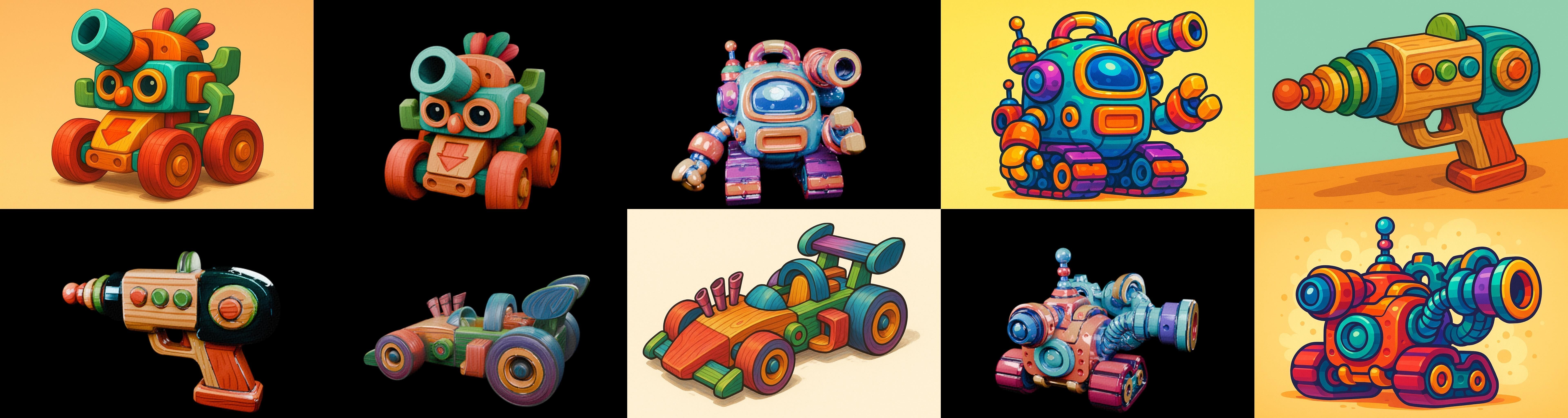 Wood Toy bundle 17 pack 100 glb Low-poly 3D model_17