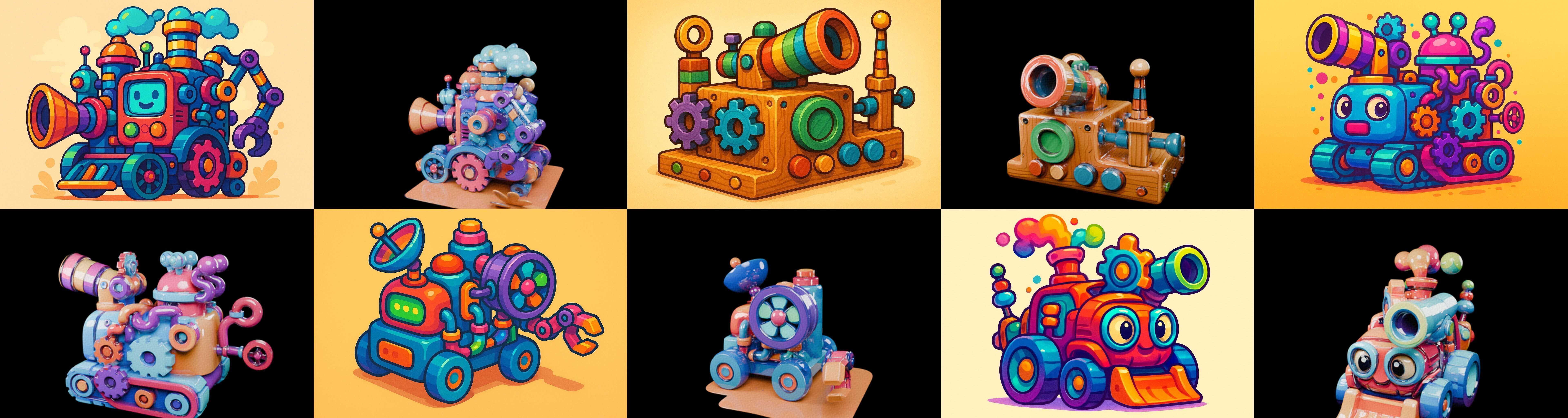 Wood Toy bundle 17 pack 100 glb Low-poly 3D model_2