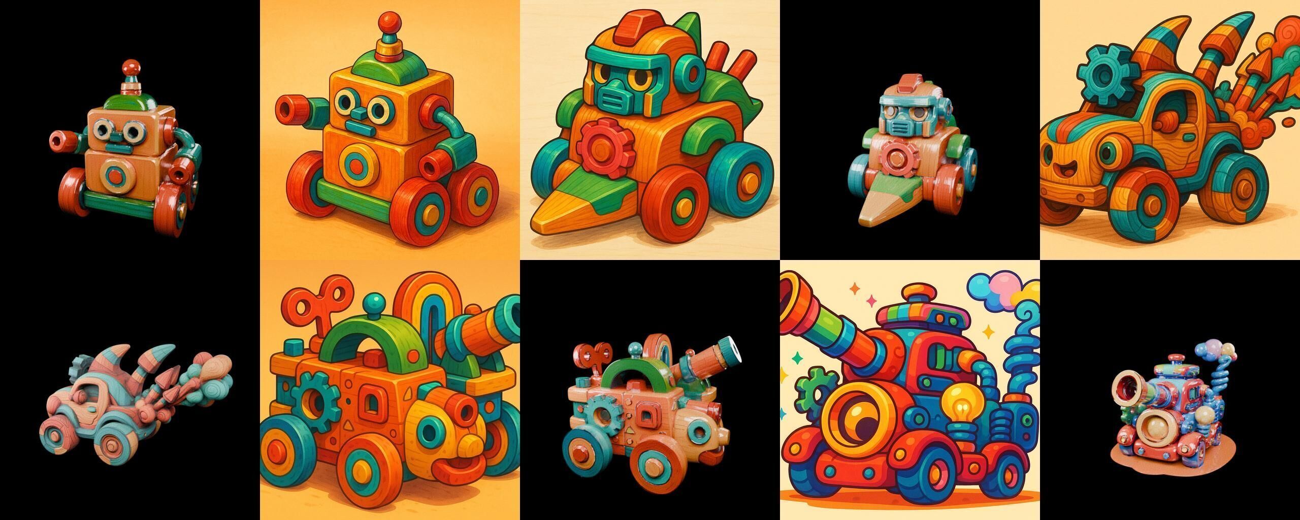 Wood Toy bundle 17 pack 100 glb Low-poly 3D model_13