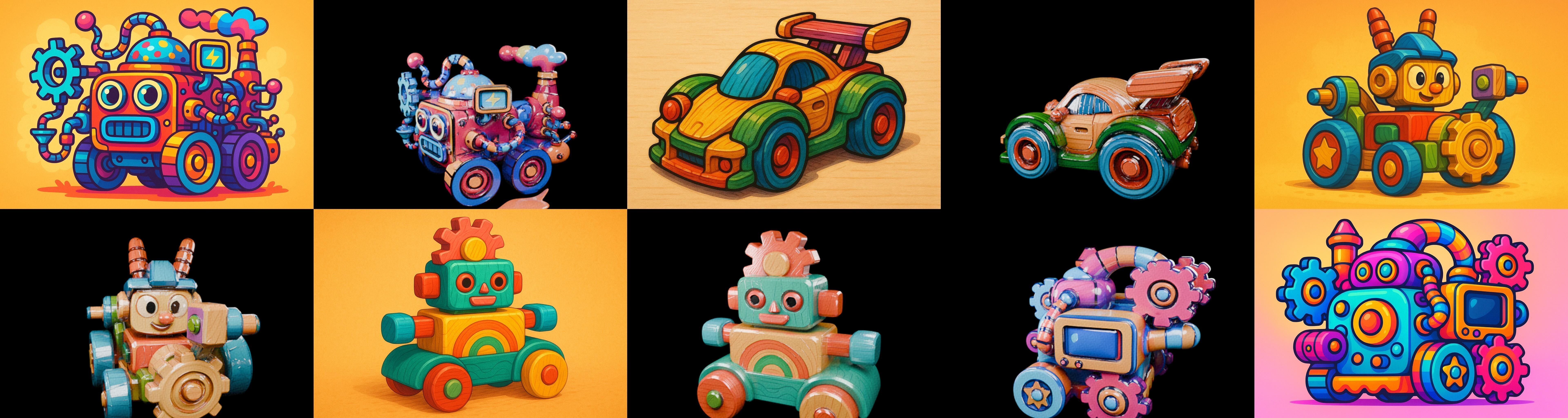 Wood Toy bundle 17 pack 100 glb Low-poly 3D model_12