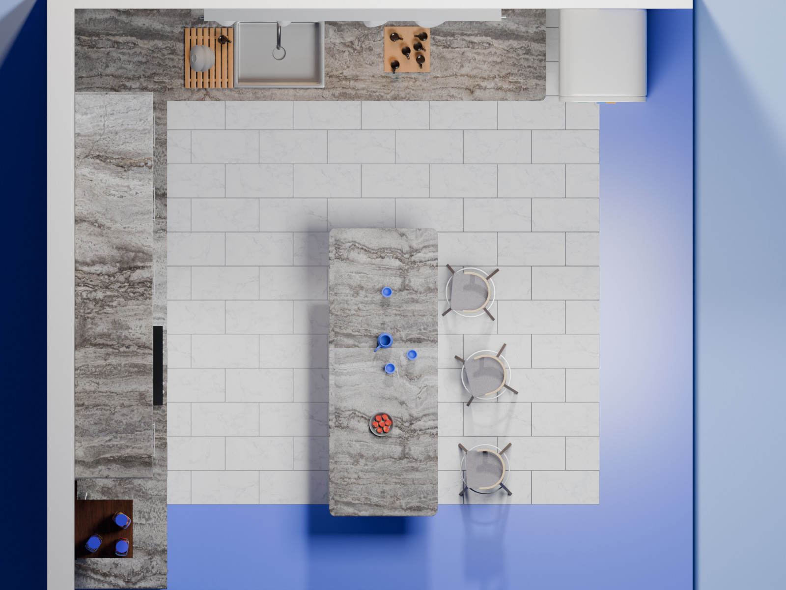 Modern Isometric Kitchen Scene Blender FBX OBJ 3D model_1