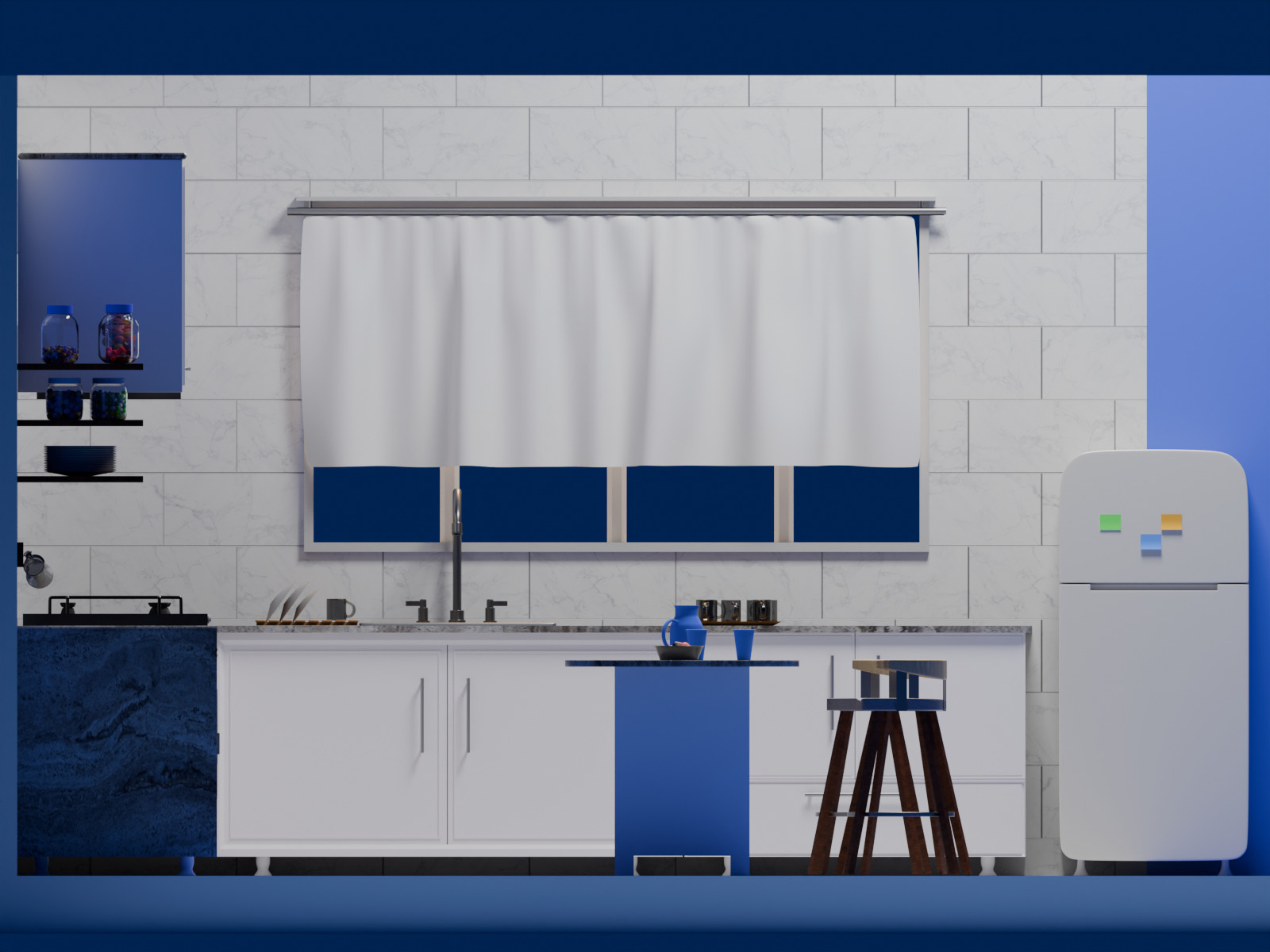 Modern Isometric Kitchen Scene Blender FBX OBJ 3D model_2