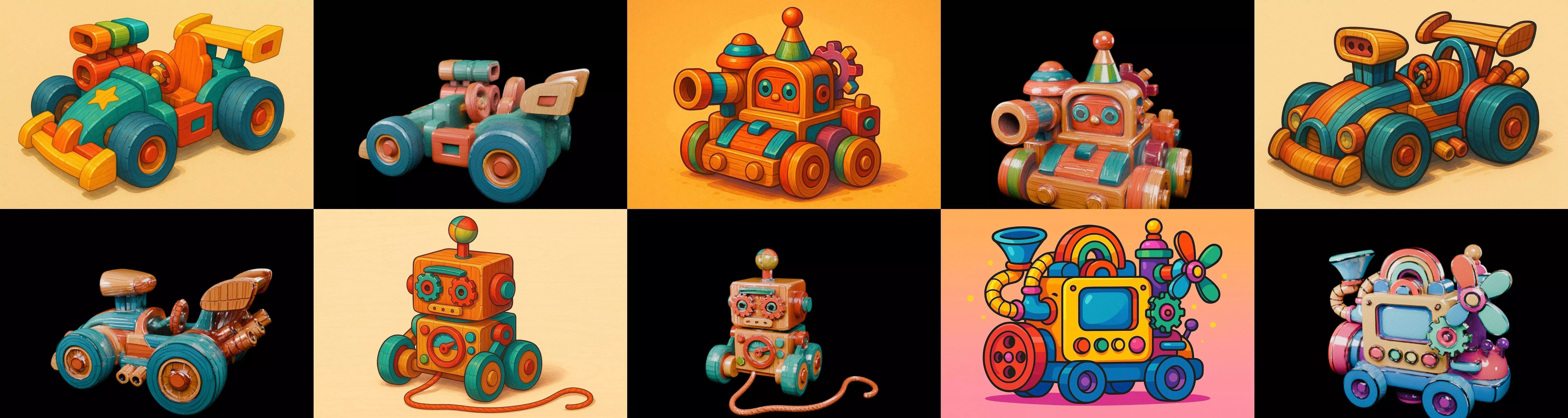 Wood Toy bundle 16 pack 100 glb Low-poly 3D model_0