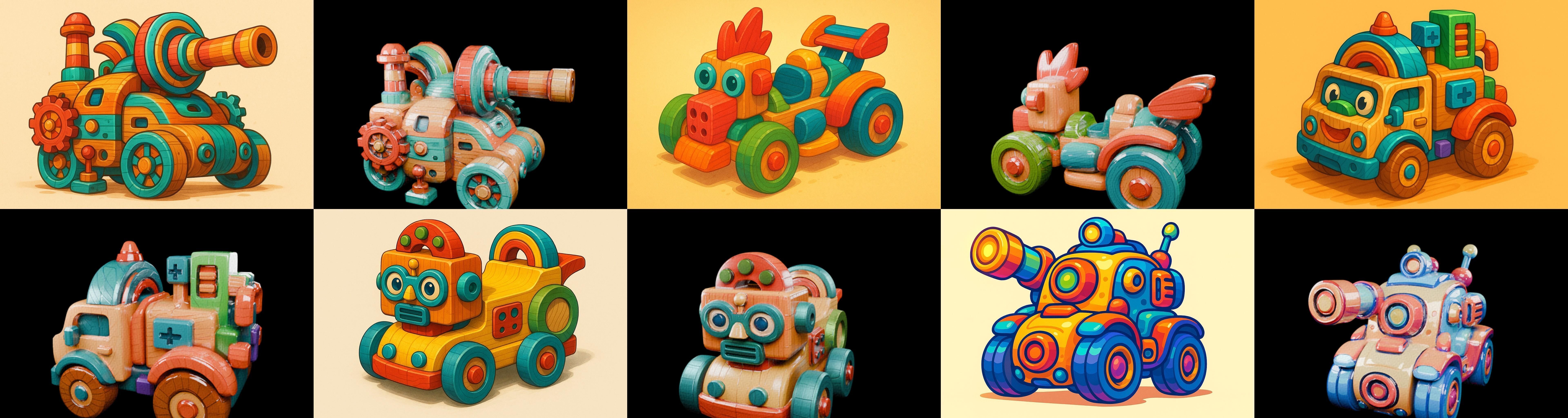 Wood Toy bundle 16 pack 100 glb Low-poly 3D model_8