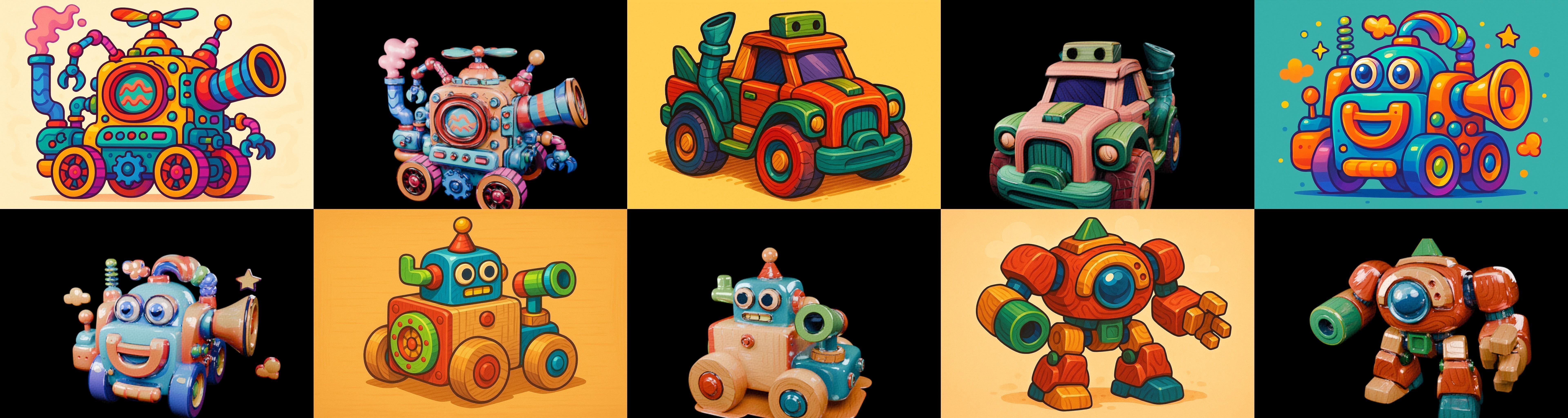 Wood Toy bundle 16 pack 100 glb Low-poly 3D model_10