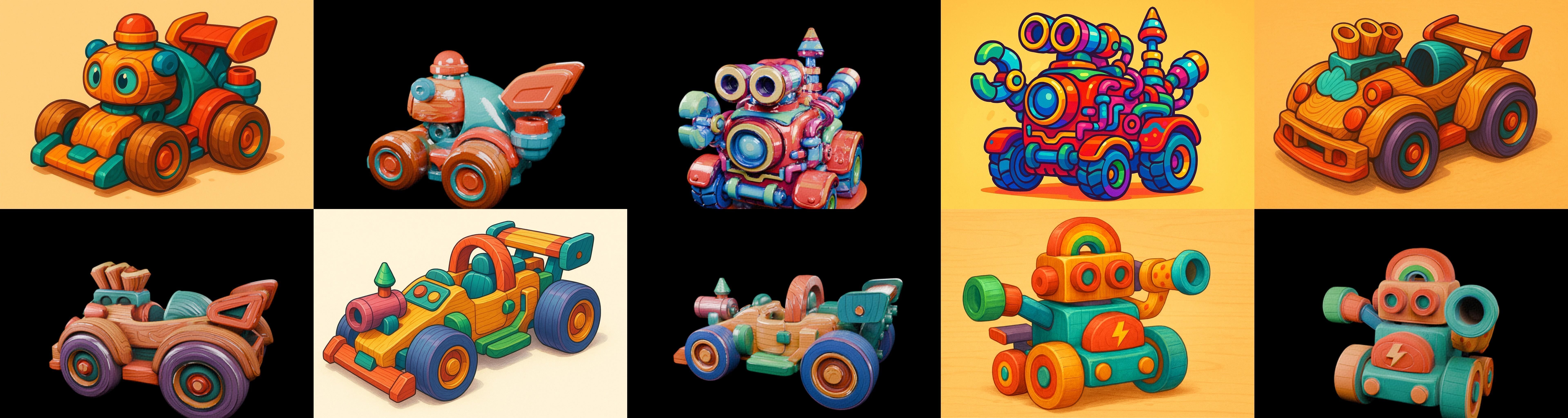 Wood Toy bundle 16 pack 100 glb Low-poly 3D model_1