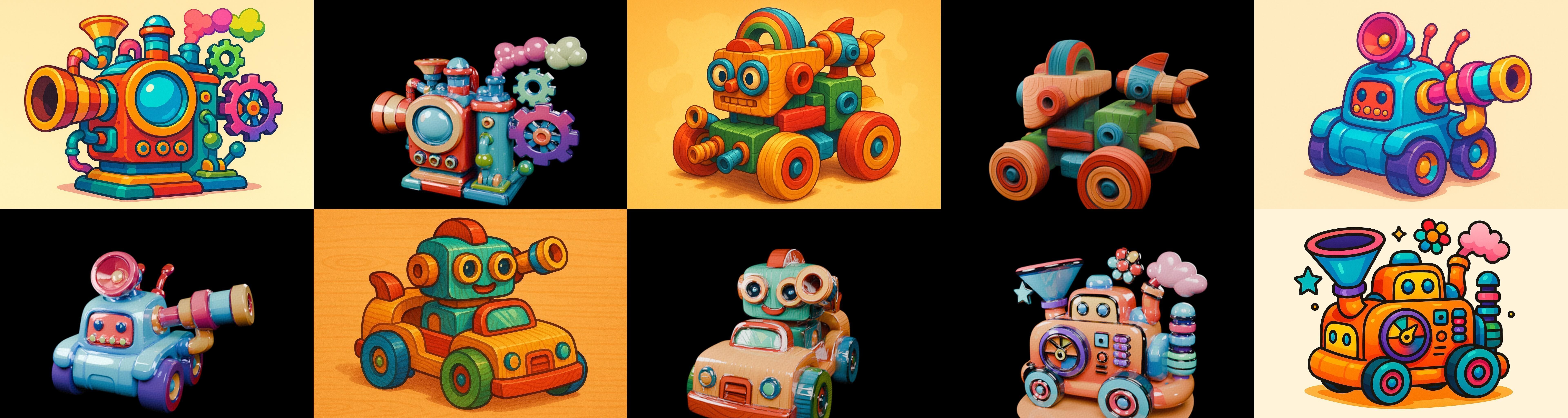 Wood Toy bundle 16 pack 100 glb Low-poly 3D model_15