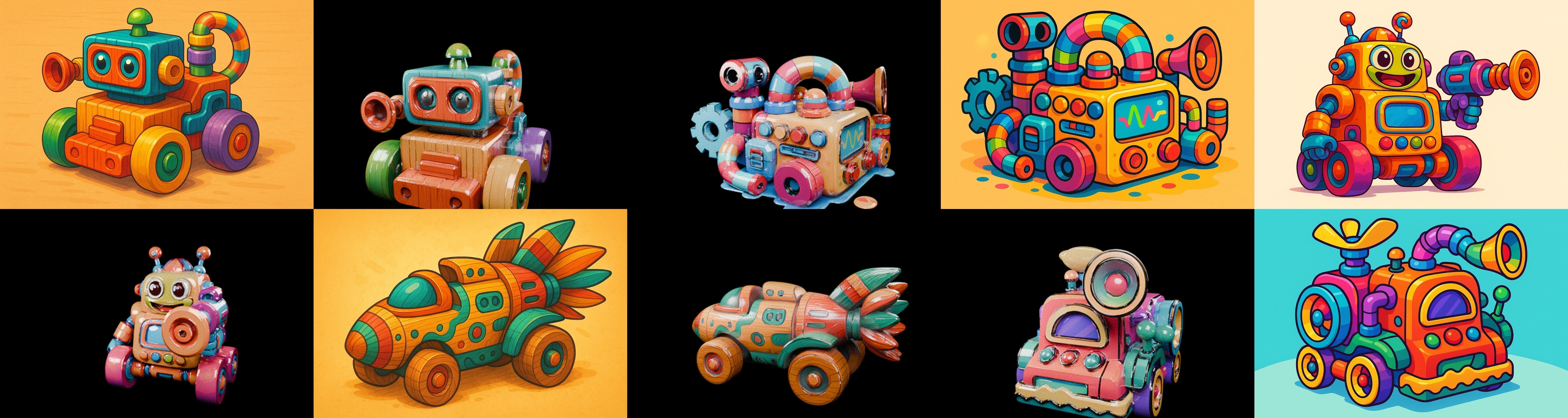 Wood Toy bundle 16 pack 100 glb Low-poly 3D model_9